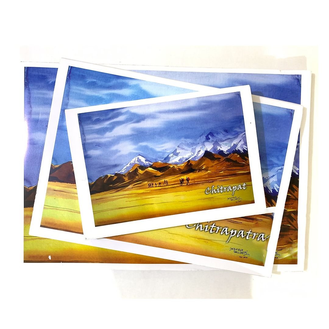 Chitrapat - Handmade Watercolour Paper - 1/8 (18 cm x 26 cm or 7 in x 10 in) - Natural White - Rough Grain - 440 GSM 100% Cotton Paper, 4 Side Glued Pad (Block) of 25 Sheets
