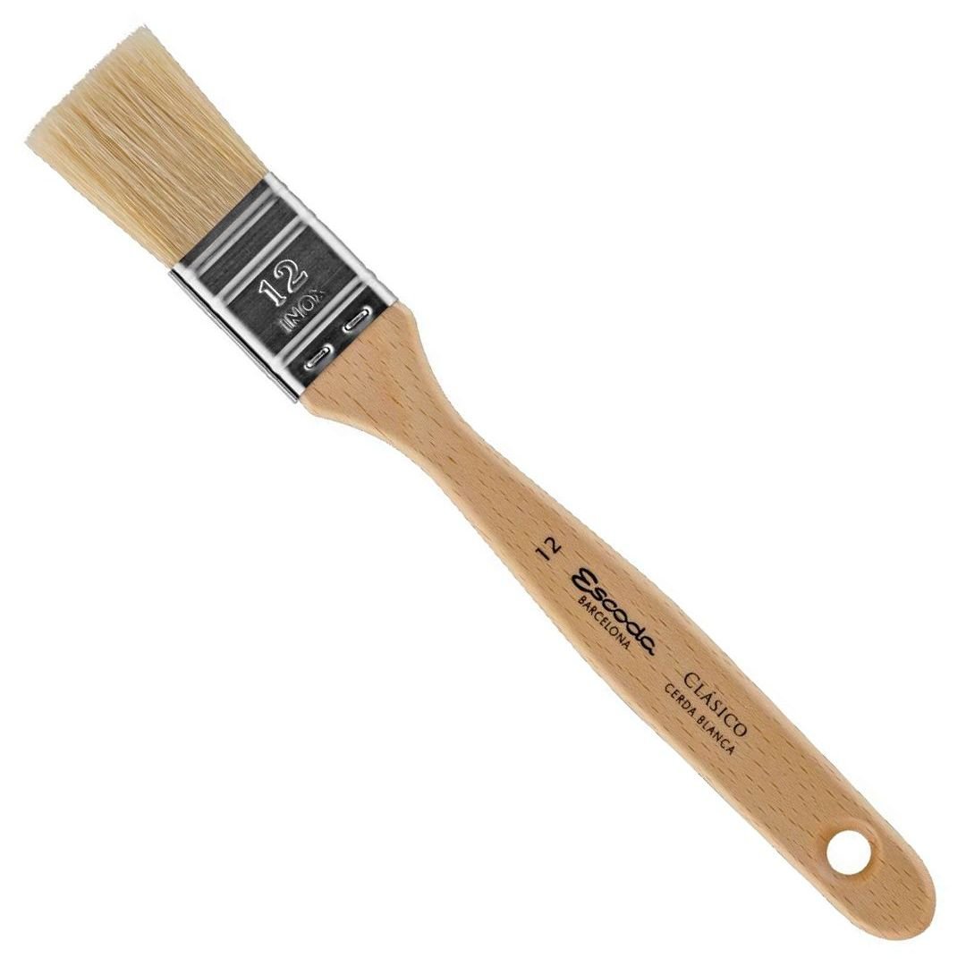Escoda Clasico White Chungking Hog Bristle Brush - Series 2360 - Mottler Single Thickness - Matt-Varnished Wooden Paintbrush-Style Handle - Size: 12