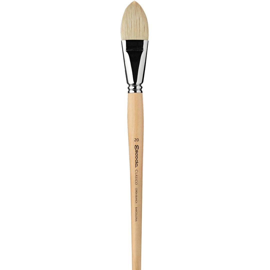Escoda Clasico White Chungking Hog Bristle Brush - Series 4535 - Filbert - Extra Long 60 cm Handle - Size: 24