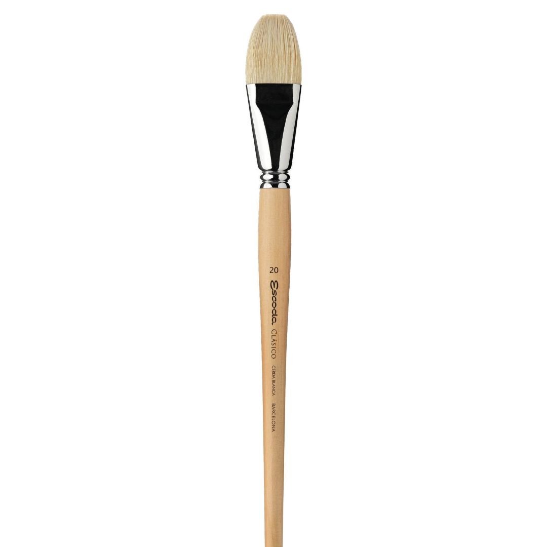 Escoda Clasico White Chungking Hog Bristle Brush - Series 4636 - Bright - Extra Long 60 cm Handle - Size: 24
