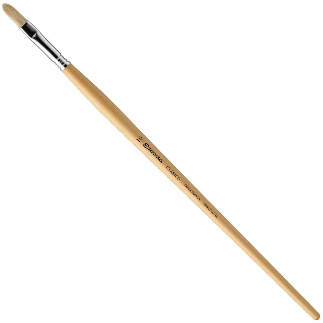 Escoda Clasico White Chungking Hog Bristle Brush - Series 4729 - Filbert - Long Handle - Size: 16
