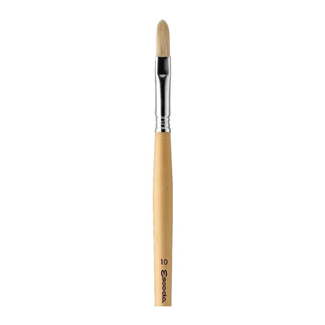 Escoda Clasico White Chungking Hog Bristle Brush - Series 4729 - Filbert - Long Handle - Size: 4