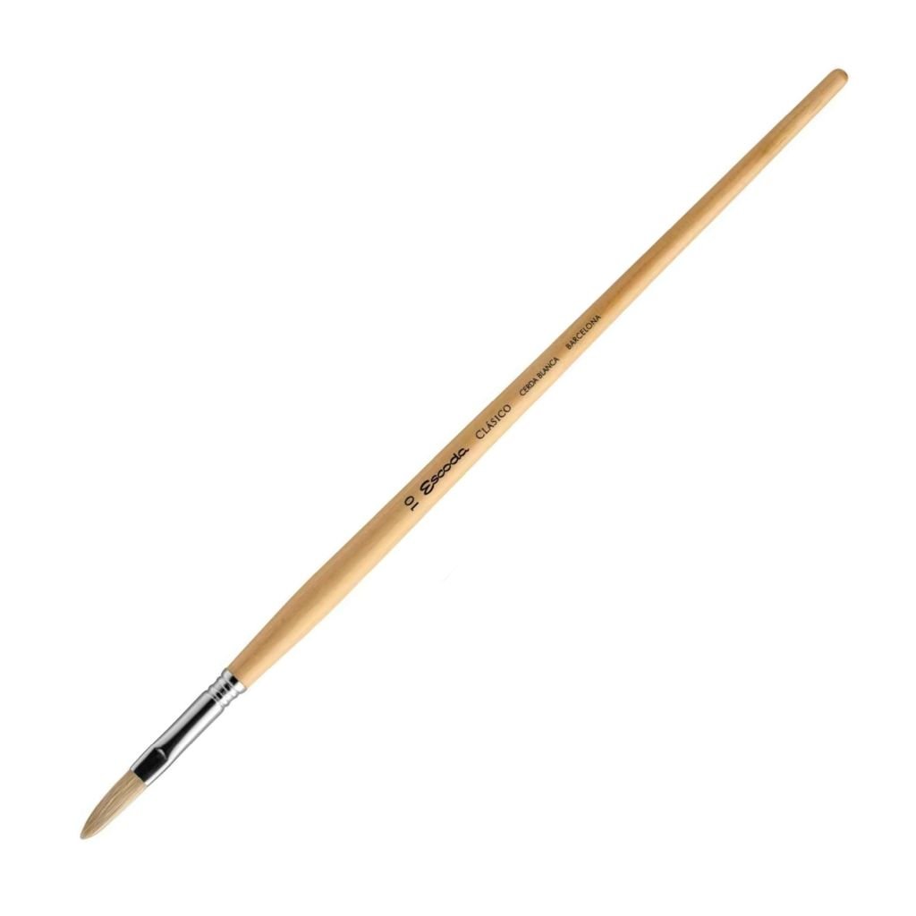 Escoda Clasico White Chungking Hog Bristle Brush - Series 5030 - Filbert - Long Handle - Size: 1