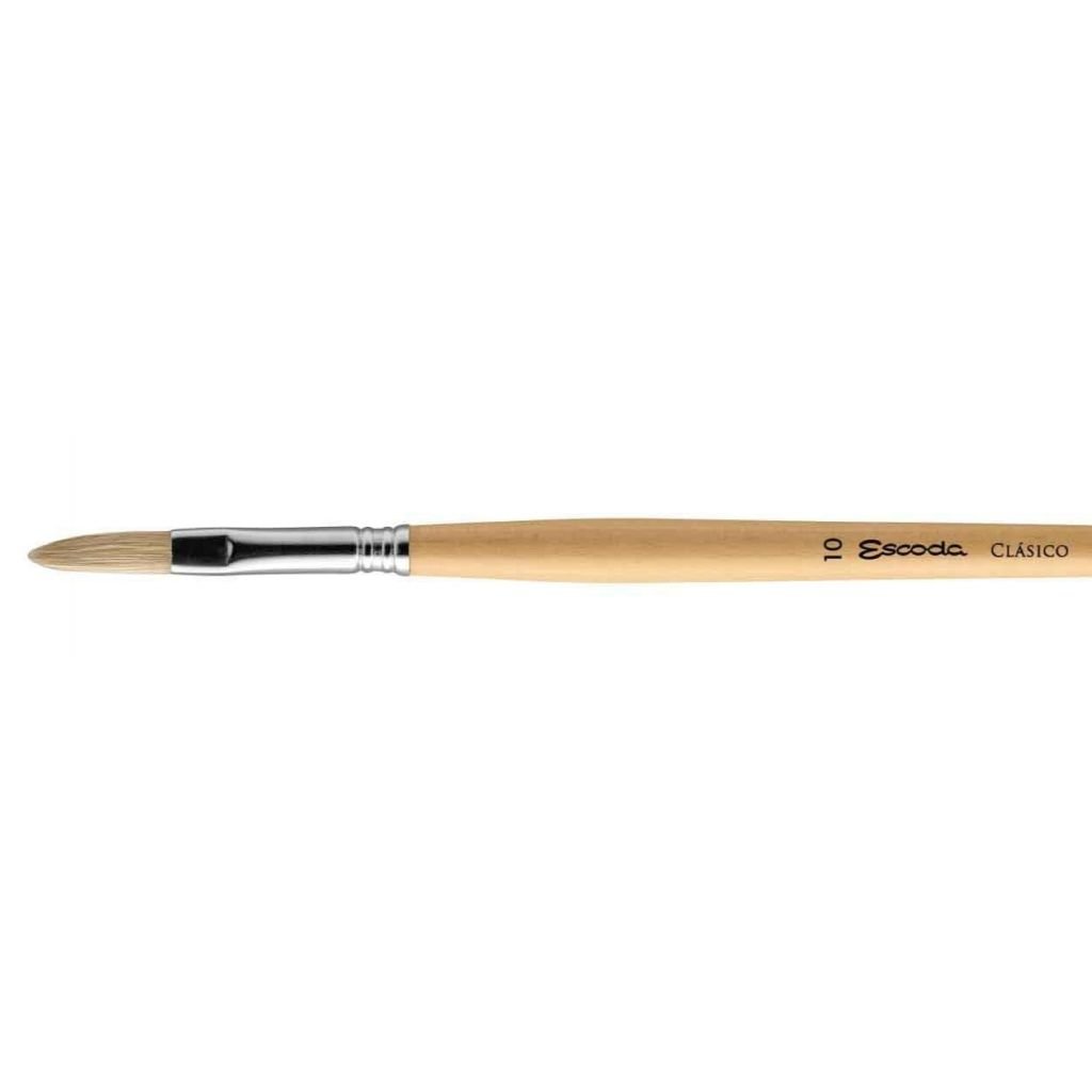 Escoda Clasico White Chungking Hog Bristle Brush - Series 5030 - Filbert - Long Handle - Size: 12