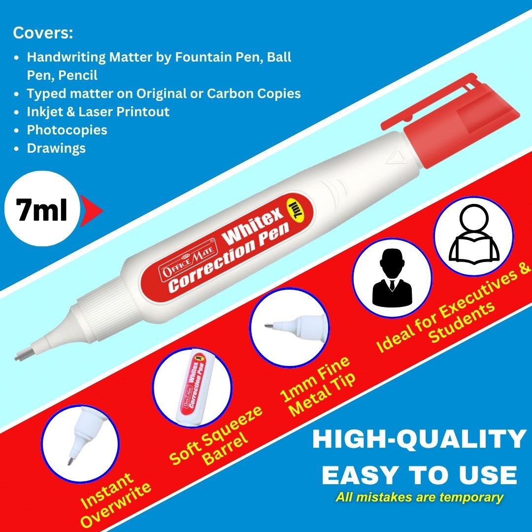 Soni Officemate Correction Pen Metal Tip 7 ml - Pack of 2