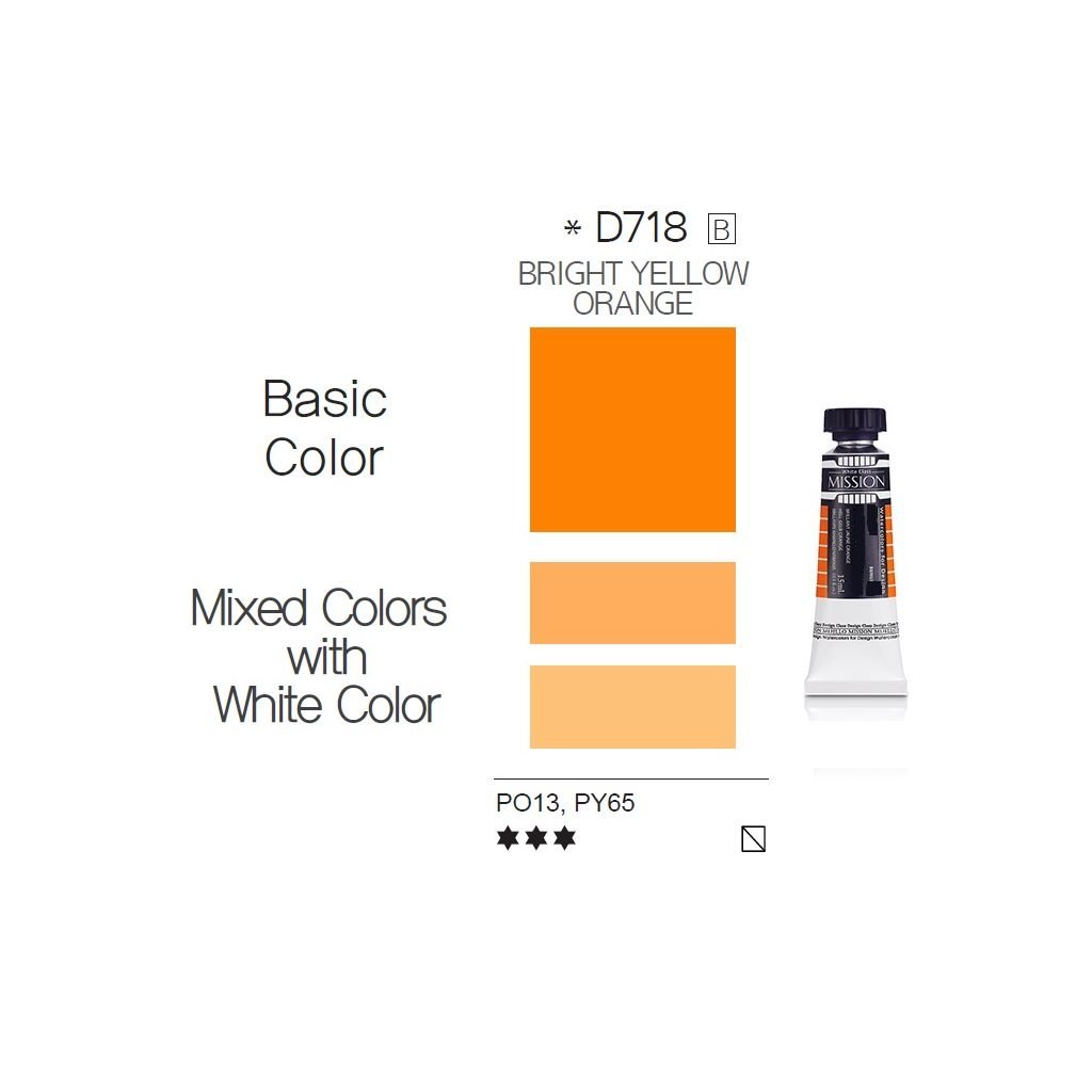 Mijello Mission White Class Hybrid Designers Gouache - Bright Yellow Orange (718) - 15 ML