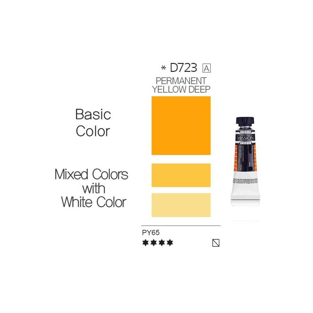 Mijello Mission White Class Hybrid Designers Gouache - Permanent Yellow Deep (723) - 15 ML