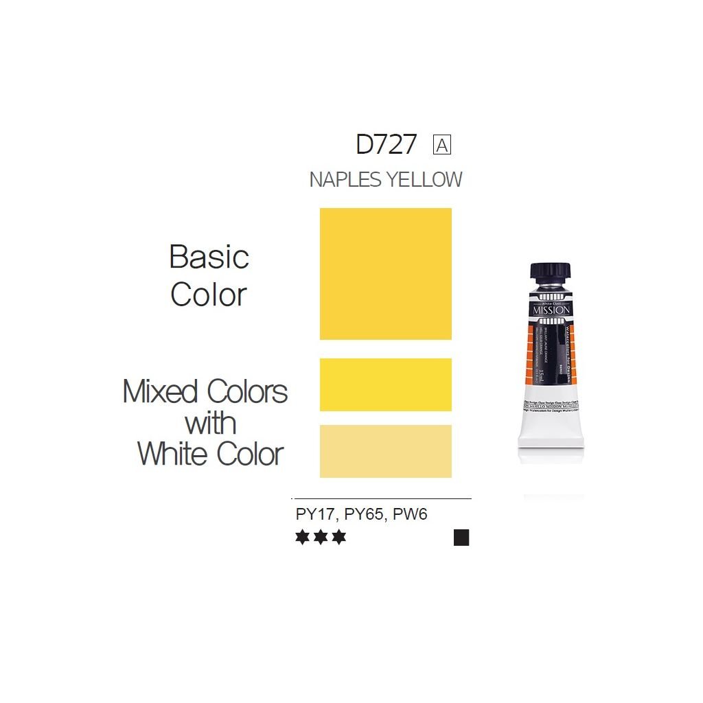 Mijello Mission White Class Hybrid Designers Gouache - Naples Yellow (727) - 15 ML