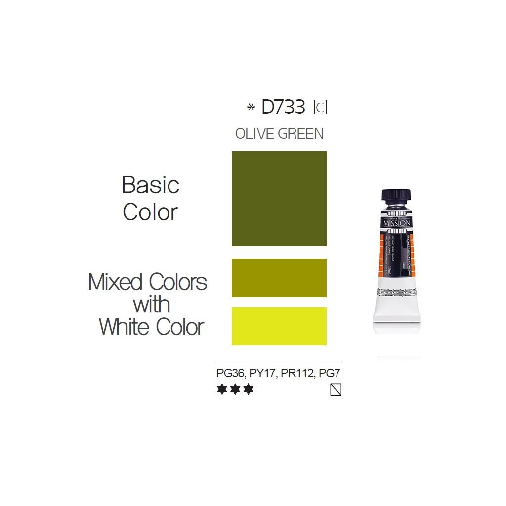 Mijello Mission White Class Hybrid Designers Gouache - Olive Green (733) - 15 ML