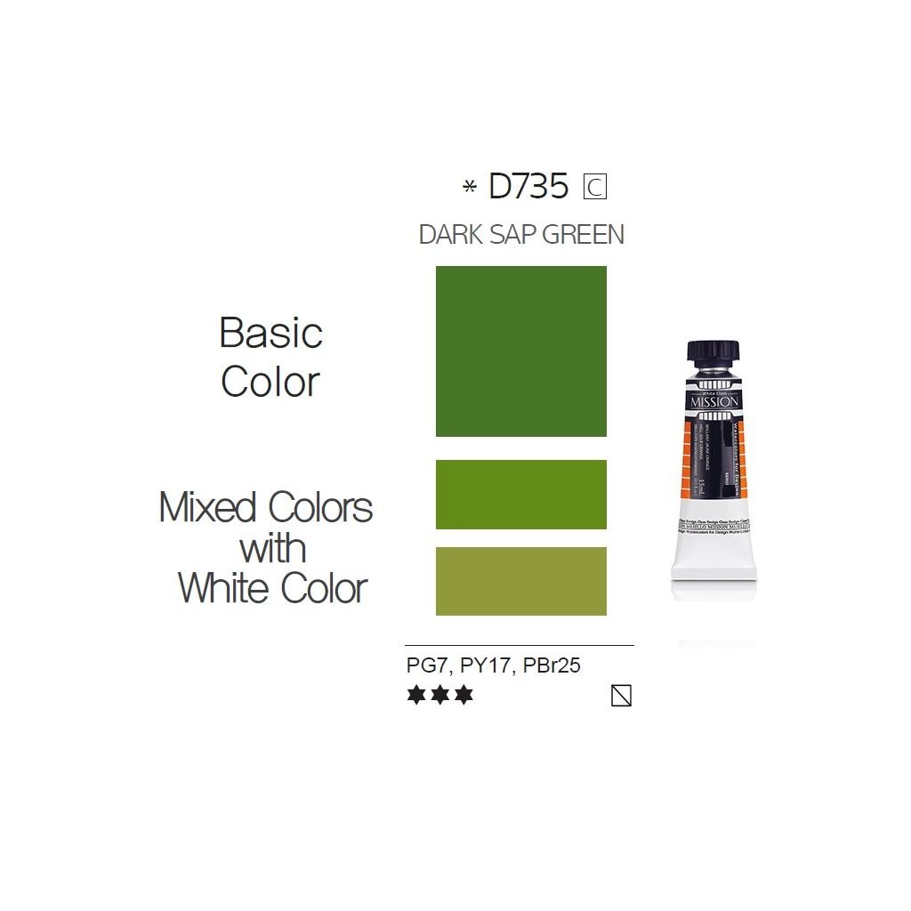 Mijello Mission White Class Hybrid Designers Gouache - Dark Sap Green (735) - 15 ML