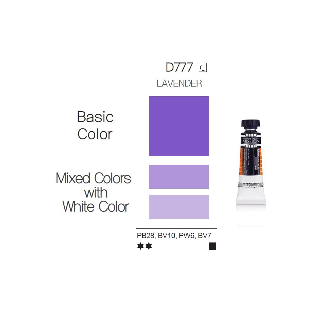 Mijello Mission White Class Hybrid Designers Gouache - Lavender (777) - 15 ML