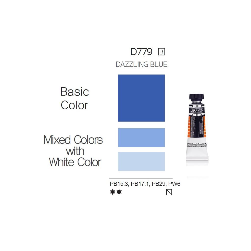 Mijello Mission White Class Hybrid Designers Gouache - Dazzling Blue (779) - 15 ML