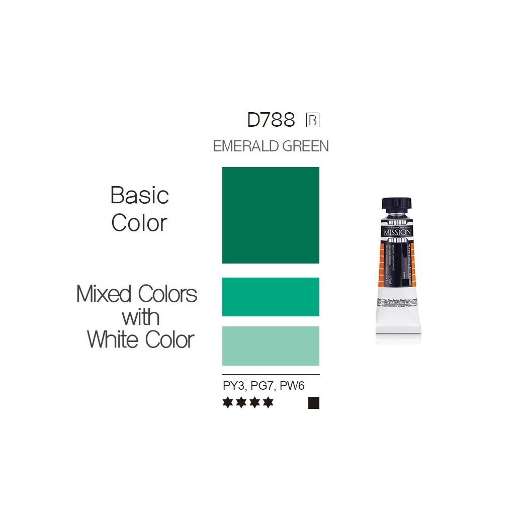 Mijello Mission White Class Hybrid Designers Gouache - Emerald Green (788) - 15 ML