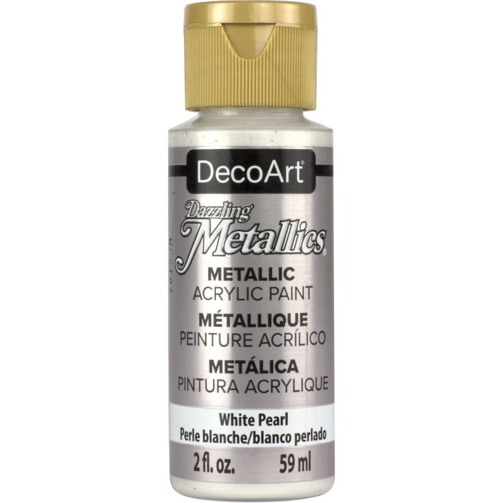 DecoArt Dazzling Metallics - Acrylic Craft Paint - 59 ML (2 Oz) Bottle - White Pearl (117)