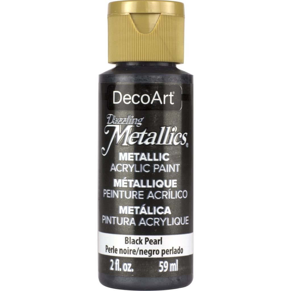 DecoArt Dazzling Metallics - Acrylic Craft Paint - 59 ML (2 Oz) Bottle - Black Pearl (127)