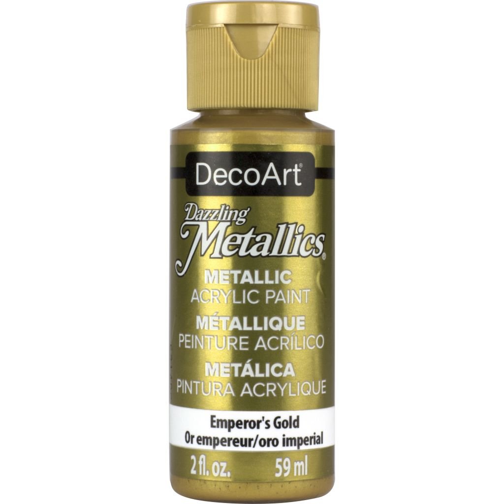 DecoArt Dazzling Metallics - Acrylic Craft Paint - 59 ML (2 Oz) Bottle - Emperor's Gold (148)
