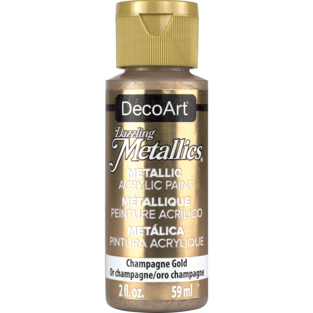 DecoArt Dazzling Metallics - Acrylic Craft Paint - 59 ML (2 Oz) Bottle - Champagne Gold (202)