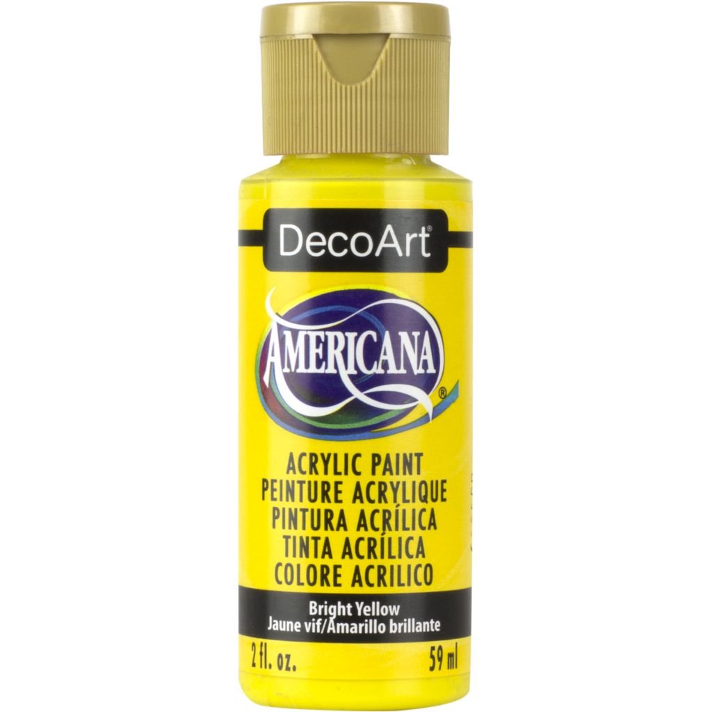 DecoArt Americana Matte Acrylic Paint - 59 ML (2 Oz) Bottle - Bright Yellow (227)