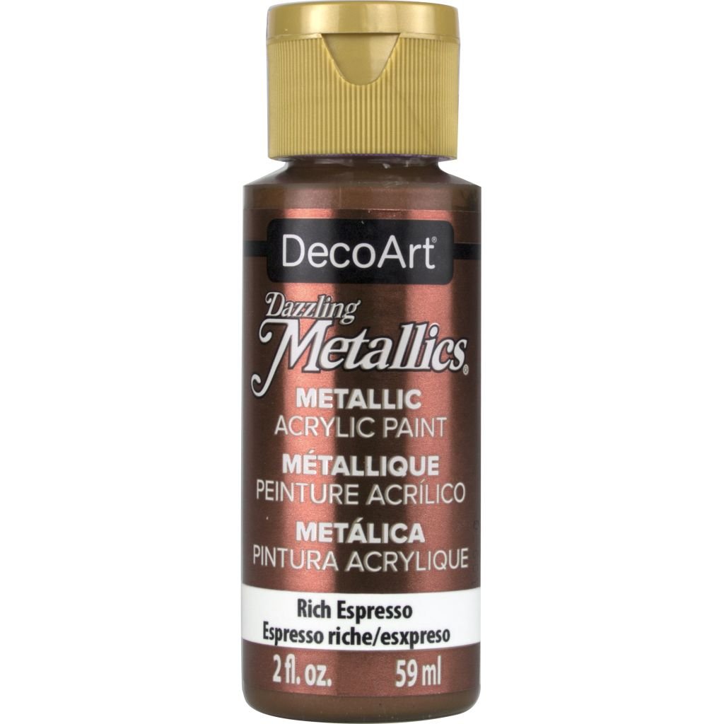 DecoArt Dazzling Metallics - Acrylic Craft Paint - 59 ML (2 Oz) Bottle - Rich Espresso (245)