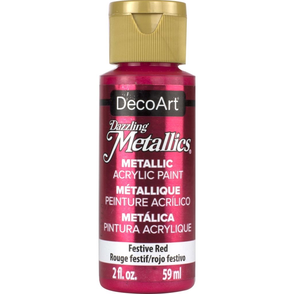 DecoArt Dazzling Metallics - Acrylic Craft Paint - 59 ML (2 Oz) Bottle - Festive Red (262)