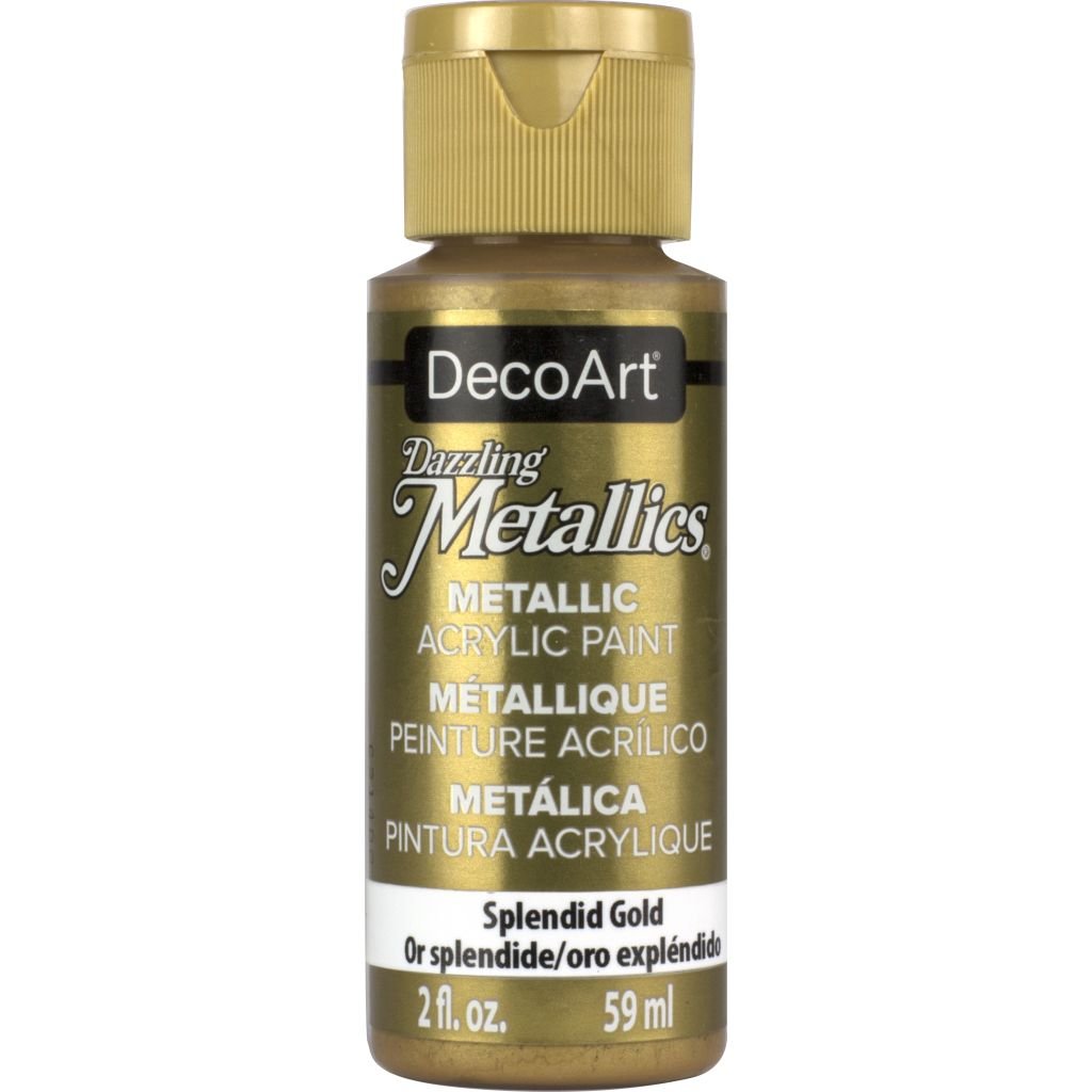 DecoArt Dazzling Metallics - Acrylic Craft Paint - 59 ML (2 Oz) Bottle - Splendid Gold (263)
