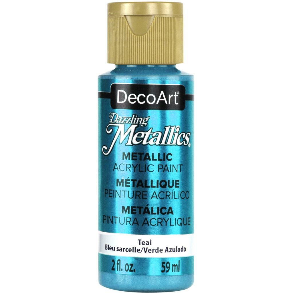 DecoArt Dazzling Metallics - Acrylic Craft Paint - 59 ML (2 Oz) Bottle - Teal (322)