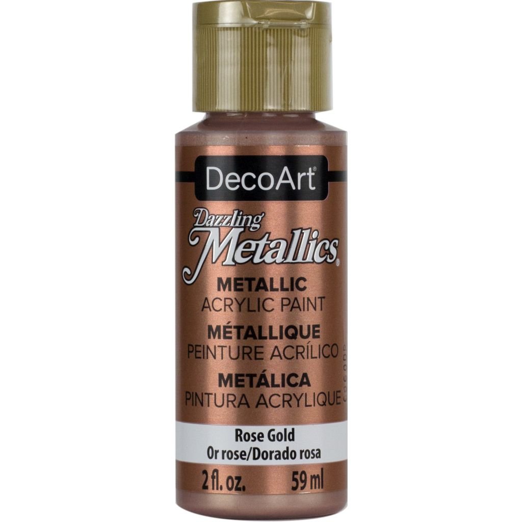 DecoArt Dazzling Metallics - Acrylic Craft Paint - 59 ML (2 Oz) Bottle - Rose Gold (336)