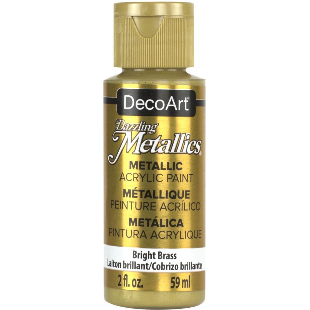 DecoArt Dazzling Metallics - Acrylic Craft Paint - 59 ML (2 Oz) Bottle - Bright Brass (338)