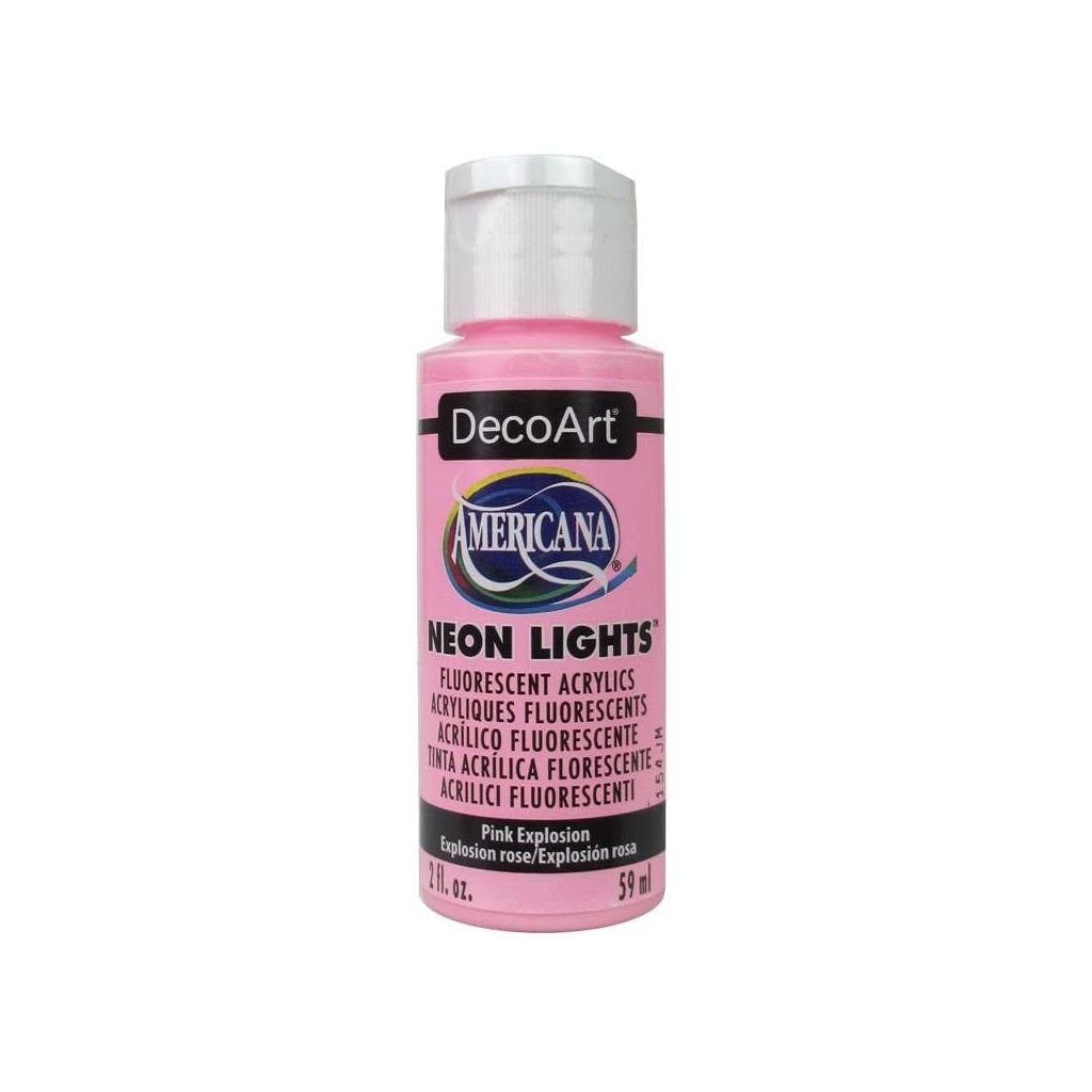 DecoArt Americana Neon Lights Acrylic Paint - 59 ML (2 Oz) Bottle - Pink Explosion (340)