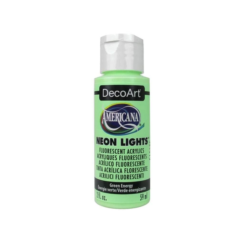 DecoArt Americana Neon Lights Acrylic Paint - 59 ML (2 Oz) Bottle - Green Energy (343)