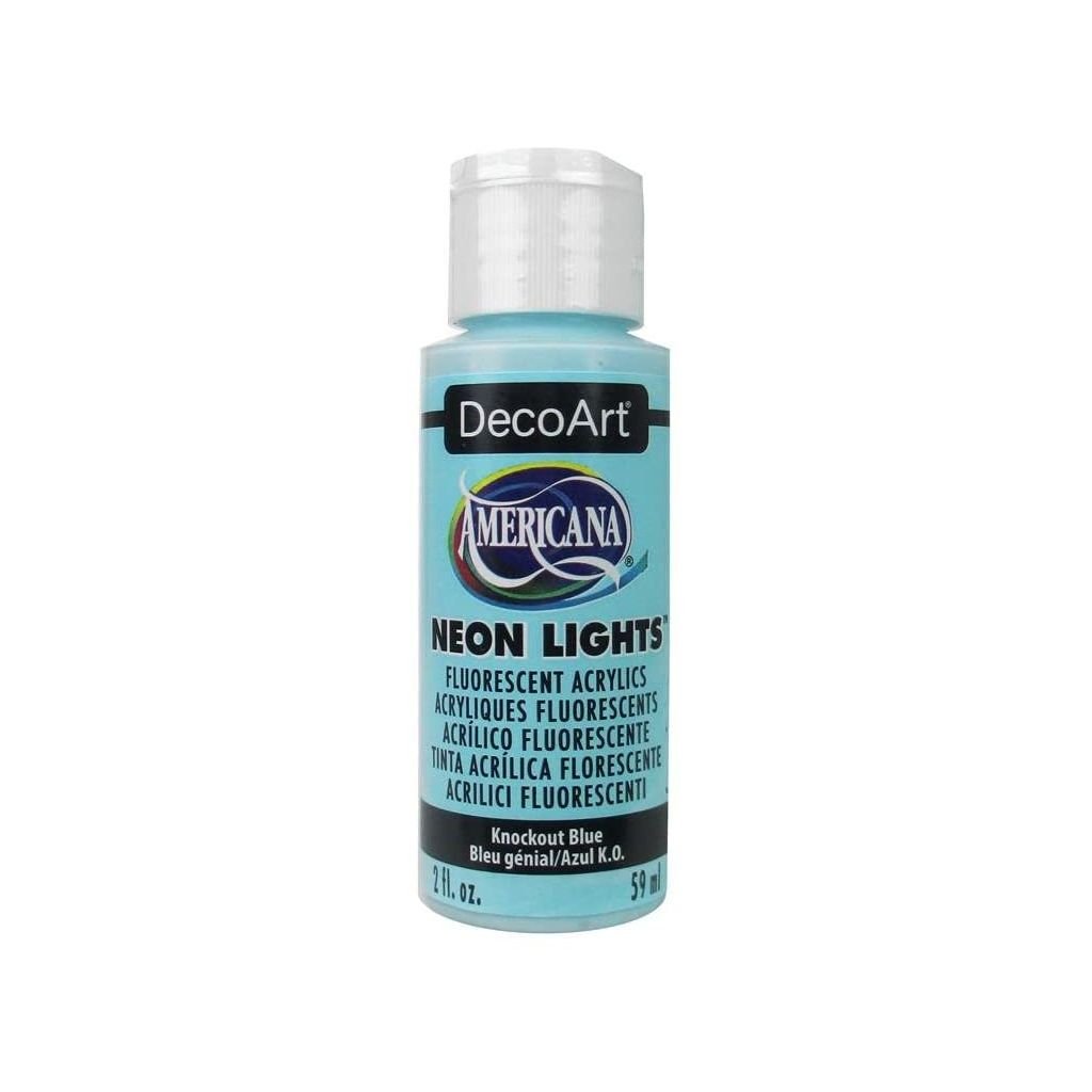 DecoArt Americana Neon Lights Acrylic Paint - 59 ML (2 Oz) Bottle - Knockout Blue (344)