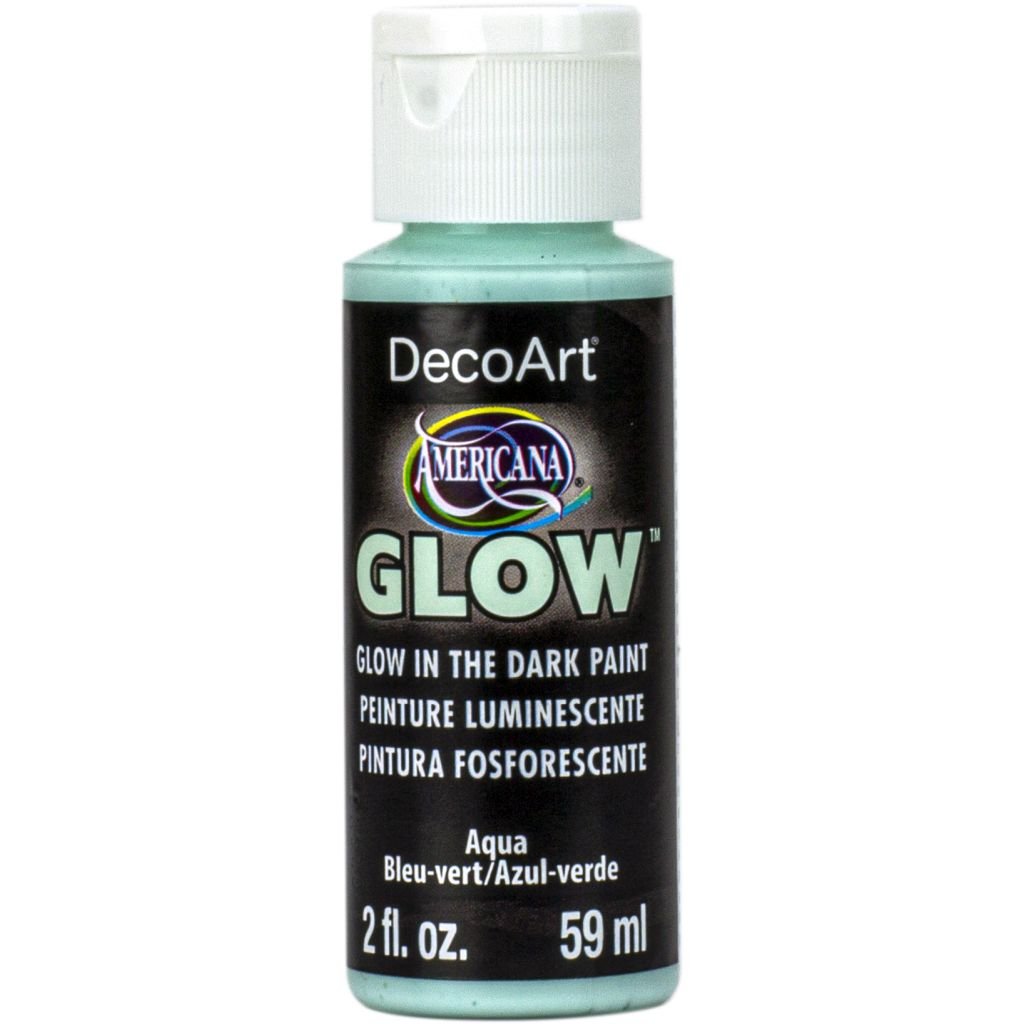 DecoArt Americana Glow in a Dark Paint - 59 ML (2 Oz) Bottle - Aqua (381)