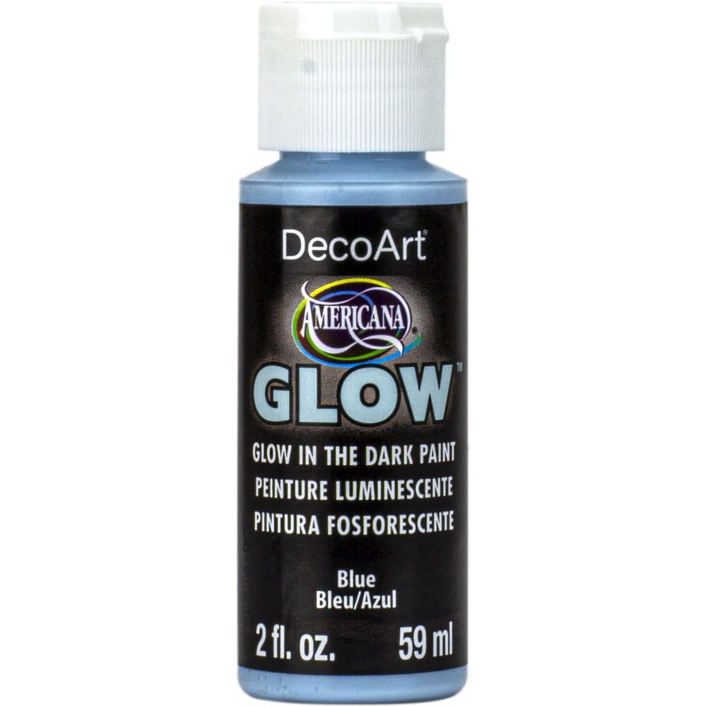 DecoArt Americana Glow in a Dark Paint - 59 ML (2 Oz) Bottle - Blue (382)