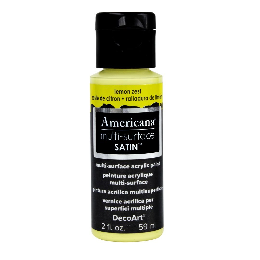 DecoArt Americana Multi Surface Satin Acrylic Paint - 59 ML (2 Oz) - Lemon Zest (513)