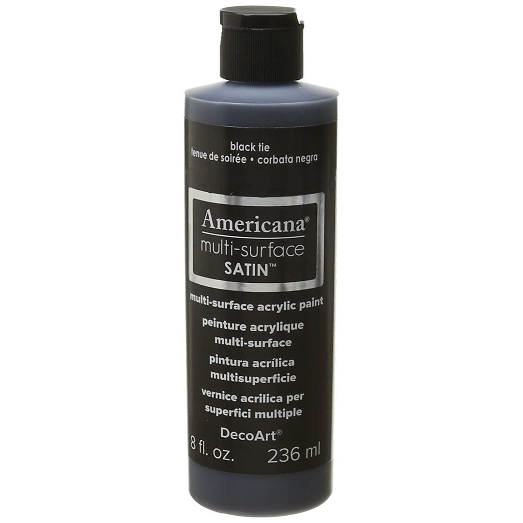 DecoArt Americana Multi Surface Satin Acrylic Paint - 236 ML (8 Oz) - Black Tie (539)
