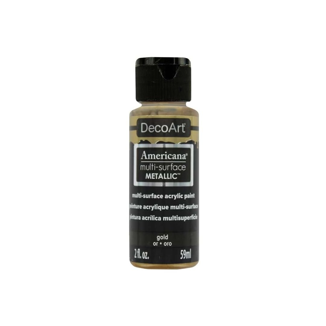 DecoArt Americana Acrylic Paint - Multi Surface Metallics - 59 ML (2 Oz) - Gold (553)