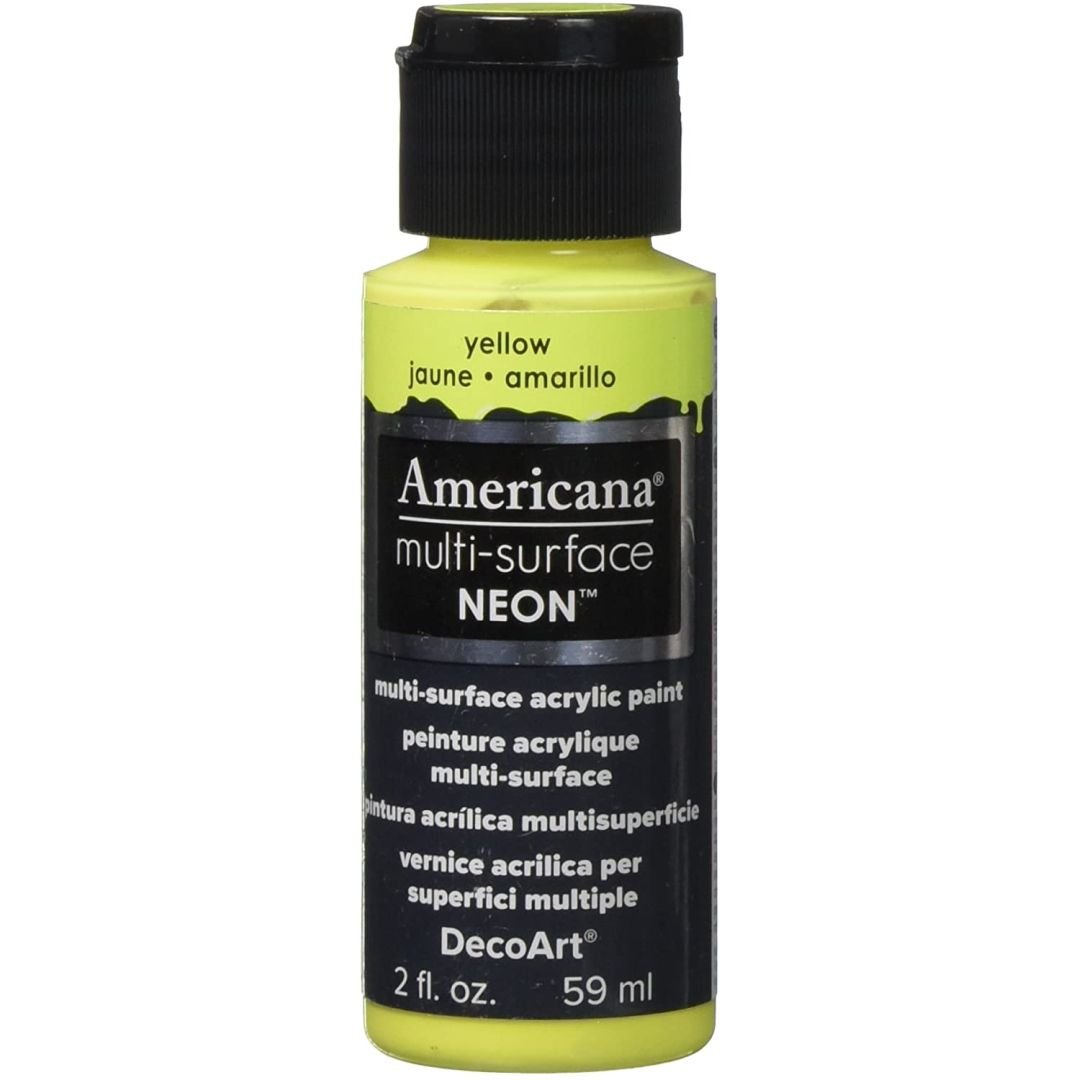 DecoArt Americana Acrylic Paint - Multi Surface Neons - 59 ML (2 Oz) - Yellow (557)