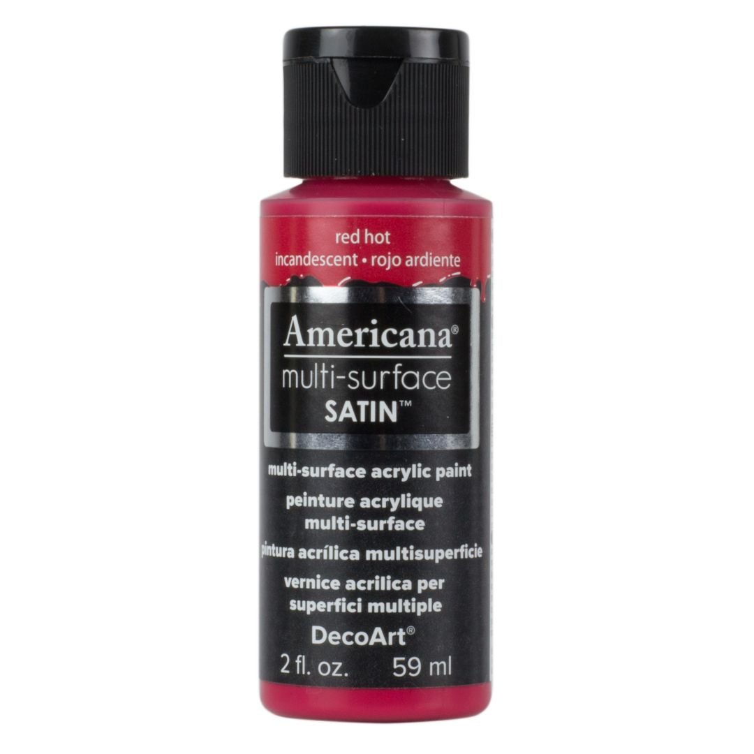 DecoArt Americana Multi Surface Satin Acrylic Paint - 59 ML (2 Oz) - Red Hot (562)