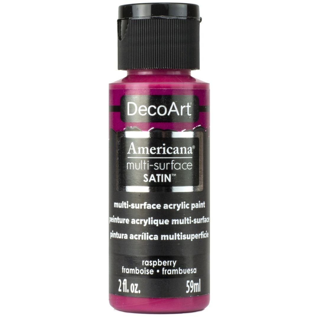 DecoArt Americana Multi Surface Satin Acrylic Paint - 59 ML (2 Oz) - Raspberry (573)