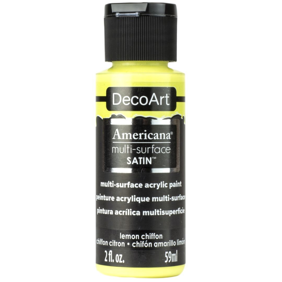 DecoArt Americana Multi Surface Satin Acrylic Paint - 59 ML (2 Oz) - Lemon Chiffon (575)
