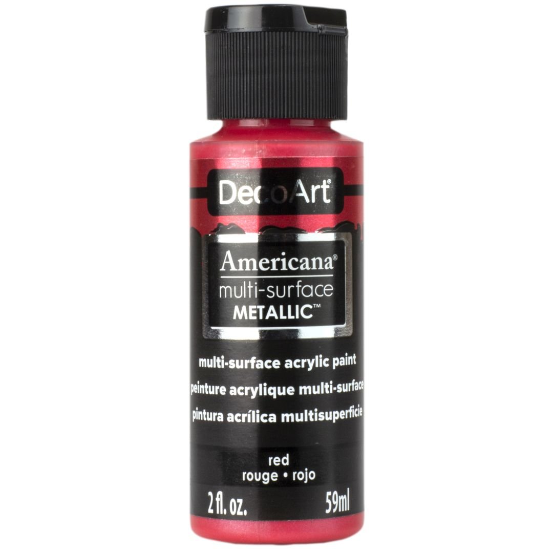 DecoArt Americana Acrylic Paint - Multi Surface Metallics - 59 ML (2 Oz) - Red (801)