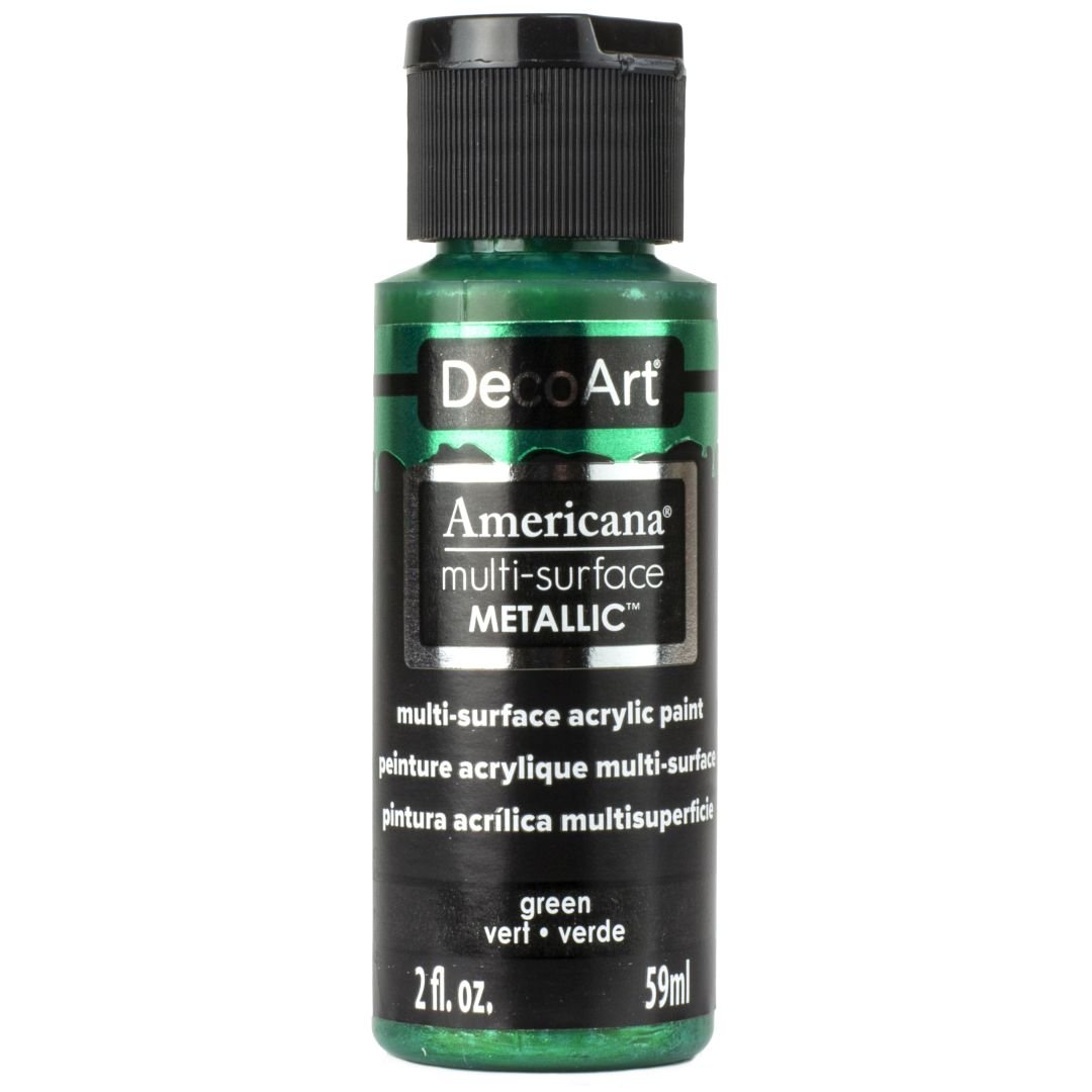 DecoArt Americana Acrylic Paint - Multi Surface Metallics - 59 ML (2 Oz) - Green (802)