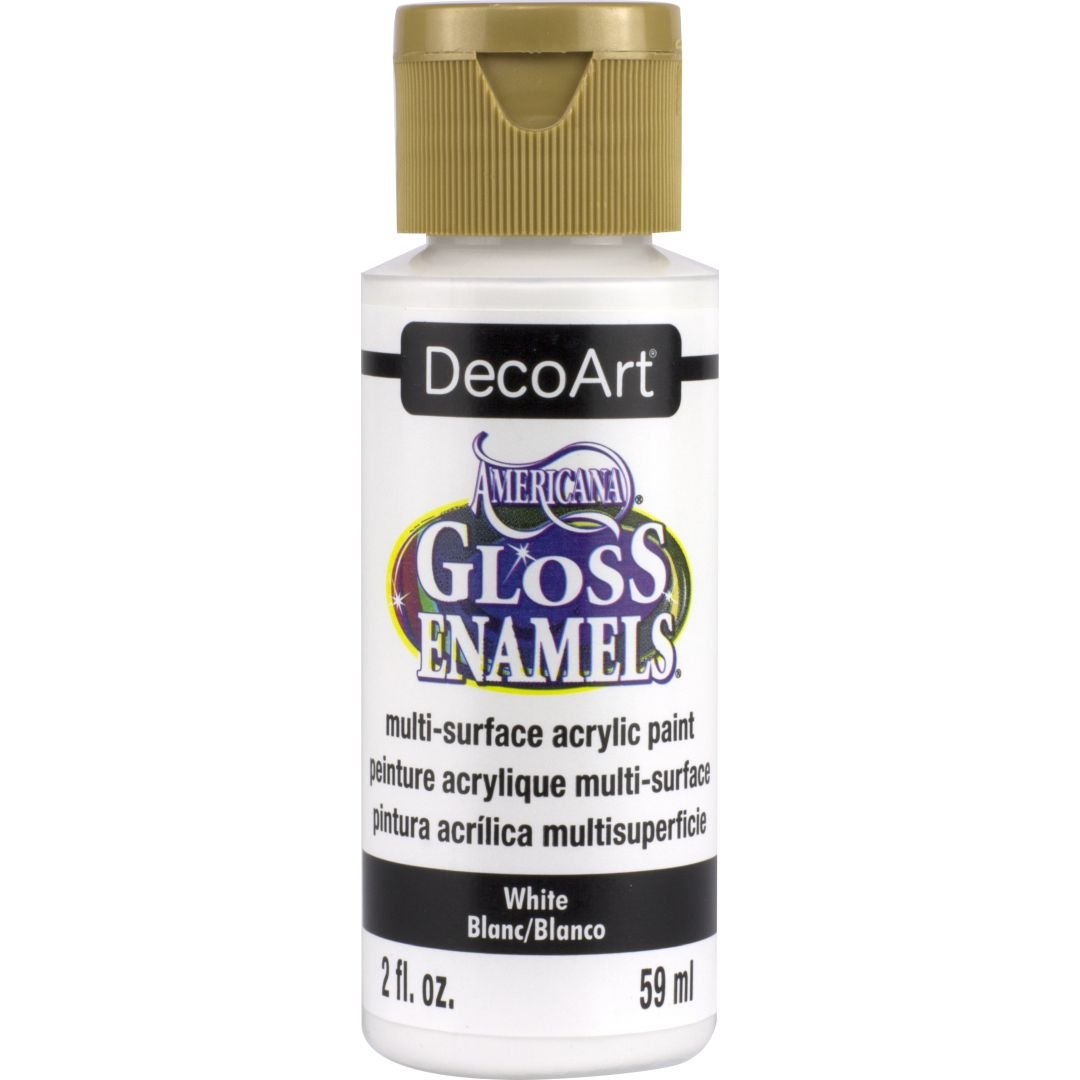 DecoArt Americana Gloss Enamels - Multi-Surface Acrylic Paint - 59 ML (2 Oz) Bottle - White (01)