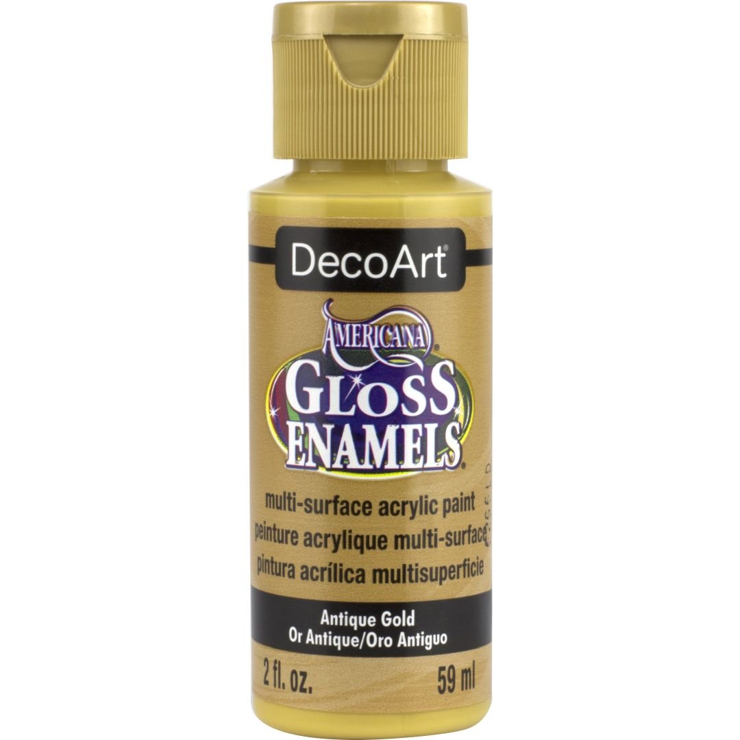 DecoArt Americana Gloss Enamels - Multi-Surface Acrylic Paint - 59 ML (2 Oz) Bottle - Antique Gold (09)