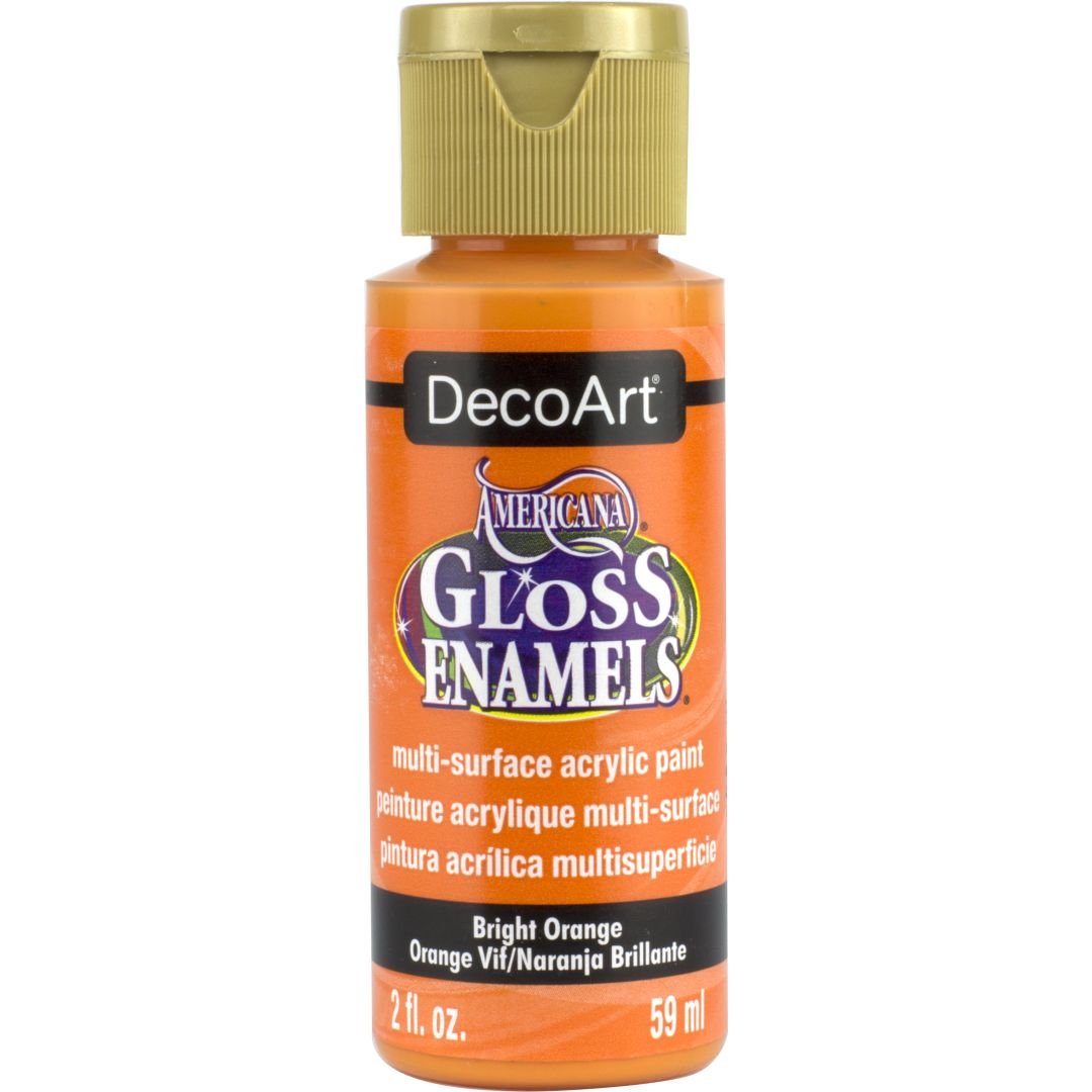 DecoArt Americana Gloss Enamels - Multi-Surface Acrylic Paint - 59 ML (2 Oz) Bottle - Bright Orange (228)