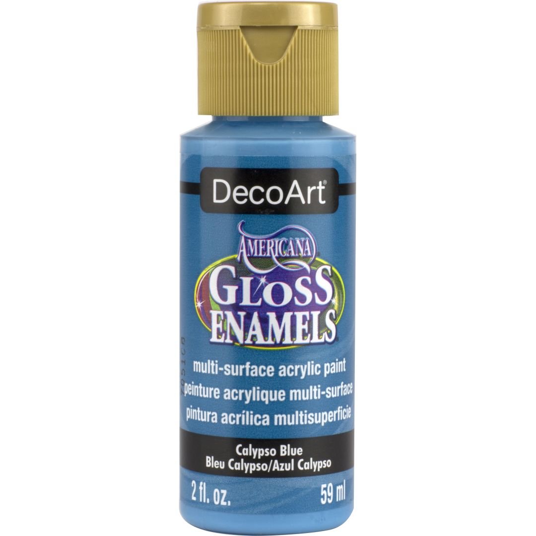 DecoArt Americana Gloss Enamels - Multi-Surface Acrylic Paint - 59 ML (2 Oz) Bottle - Calypso Blue (234)