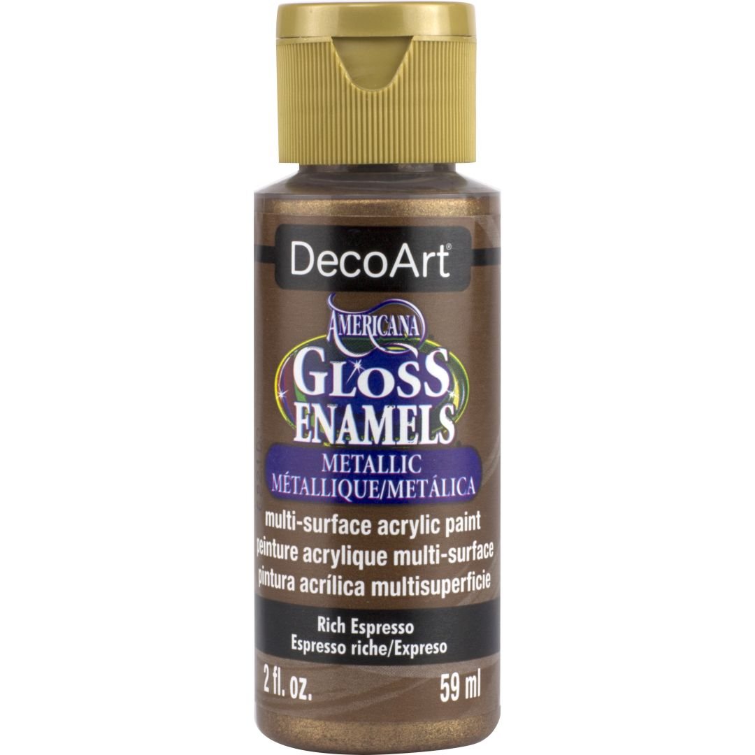 DecoArt Americana Gloss Enamels - Multi-Surface Acrylic Paint - 59 ML (2 Oz) Bottle - Rich Espresso (245)