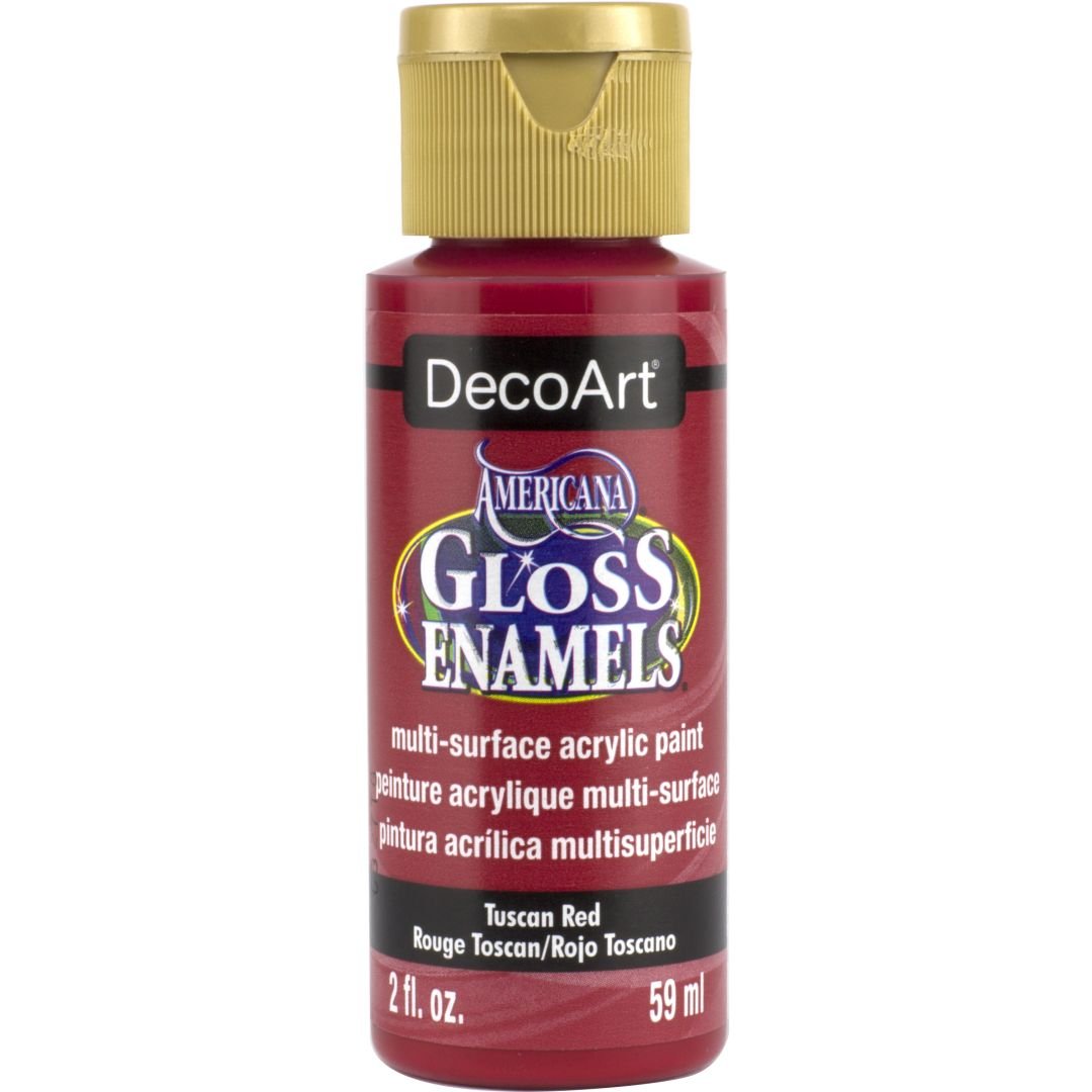 DecoArt Americana Gloss Enamels - Multi-Surface Acrylic Paint - 59 ML (2 Oz) Bottle - Tuscan Red (265)