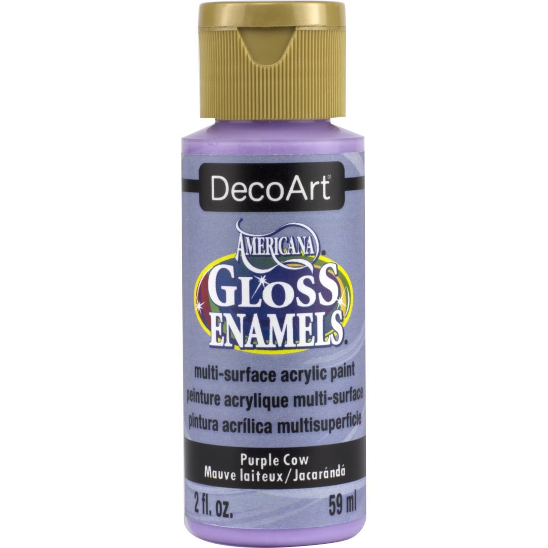 DecoArt Americana Gloss Enamels - Multi-Surface Acrylic Paint - 59 ML (2 Oz) Bottle - Purple Cow (272)