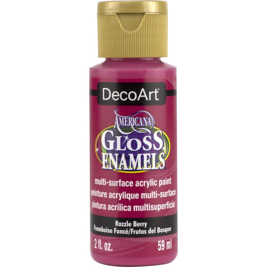 DecoArt Americana Gloss Enamels - Multi-Surface Acrylic Paint - 59 ML (2 Oz) Bottle - Razzle Berry (276)
